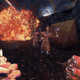 A screenshot shows a player lighting TNT as cultists with axes chase them.